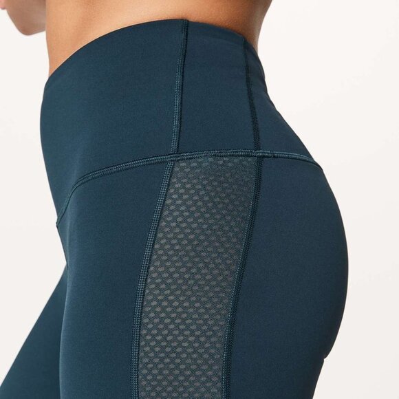 Lululemon Ready Set Go Crop Running Leggings  (21")Submarine Blue Size 12 - Picture 4 of 16